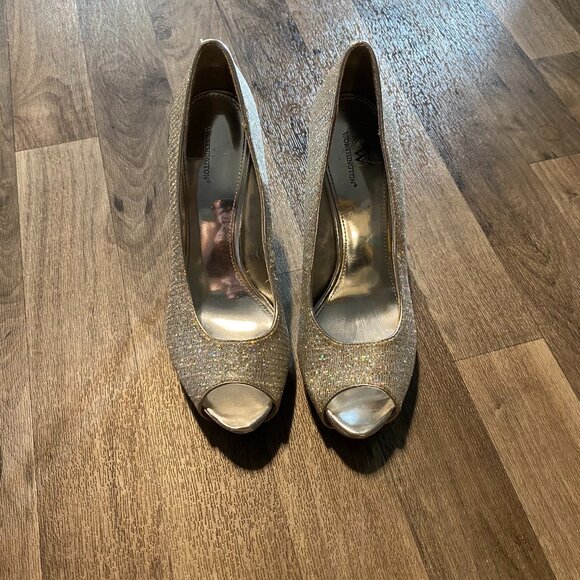 Worthington Glitter Sparkle Peep Toe Pumps Size 8.5 - Picture 3 of 7